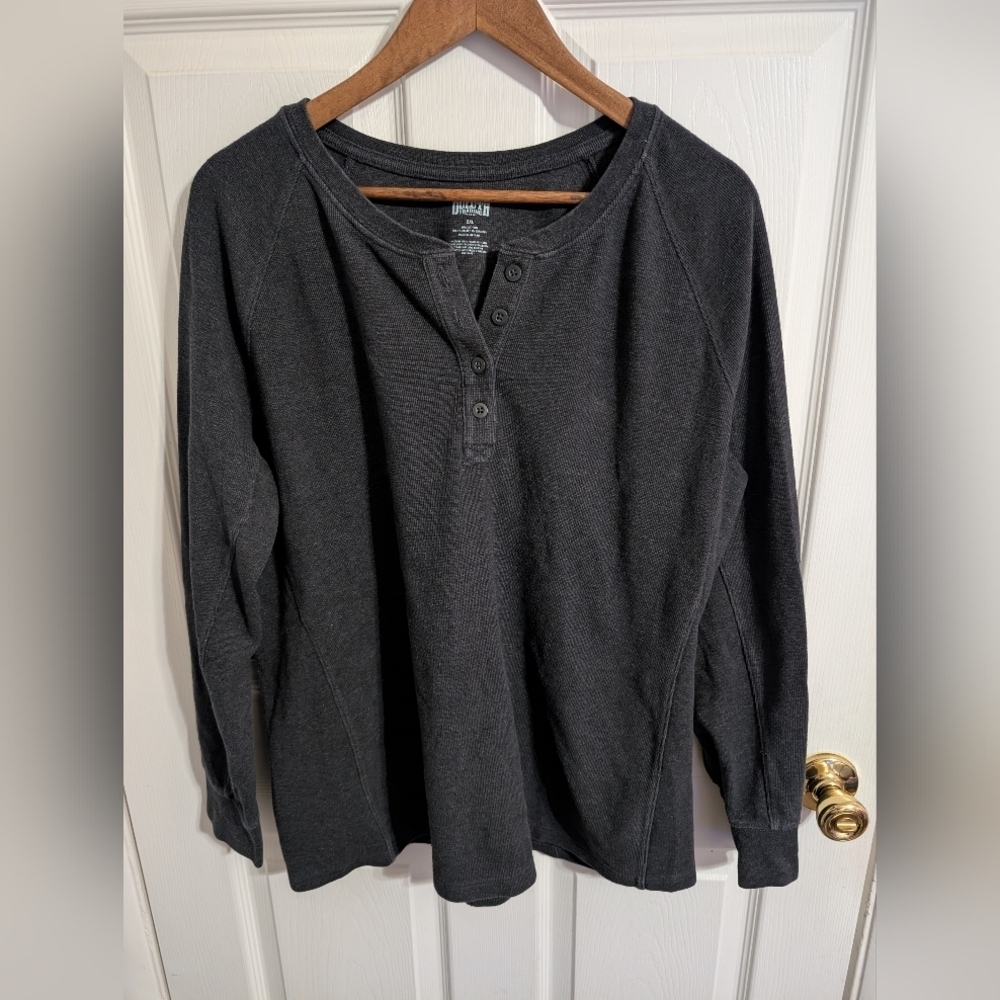 Duluth Trading Co Mens Shirt Thermal Henley Long Sleeve Gray Shirt Size 2XL
